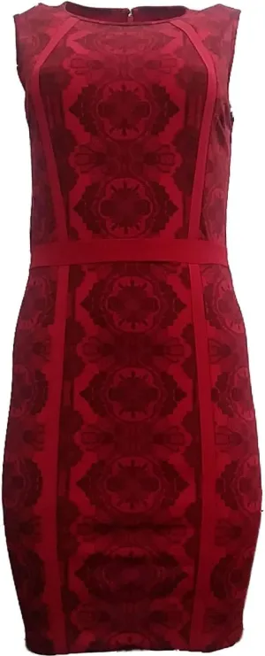 Womens Red Black Lace Pencil Body Con Dress X-Small