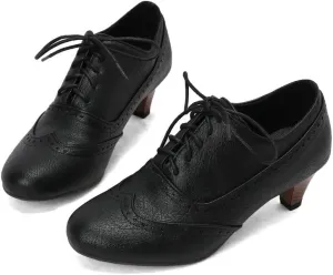 Women's Vintage Oxford Shoes Retro Wingtip Saddle Platform Pumps Brogue Oxfords Shoes