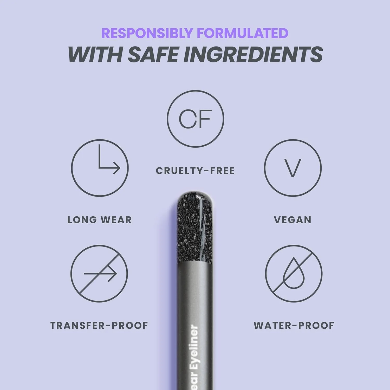 Wonderskin 1440 Longwear Black Glitter Waterproof Eyeliner Pencil - Sharpenable Eyeliner Pencil & Smudge Proof Eye Liner Pencils (Black Truffle)