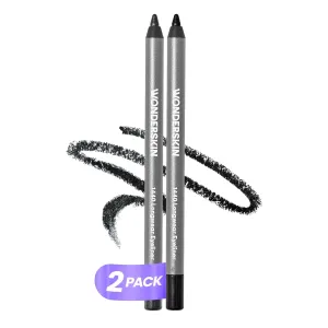 Wonderskin 1440 Longwear Black Matte & Glitter Eyeliner Pencil, 2 Pack - Waterproof, Sharpenable & Smudge Proof Eye Liner (Black Truffle & Liquorice)