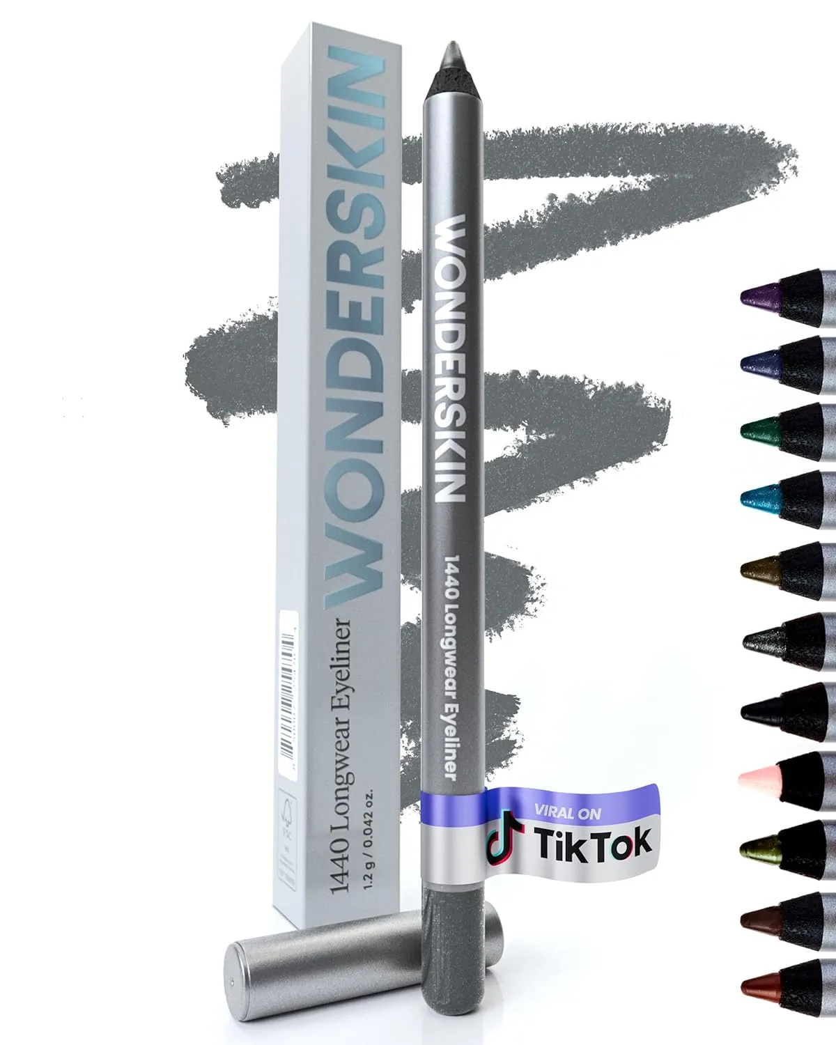 Wonderskin 1440 Longwear Blue Glitter Waterproof Eyeliner Pencil - Sharpenable Eyeliner Pencil and Smudge Proof Eye Liner Pencils (Oyster Blue)