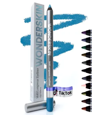 Wonderskin 1440 Longwear Blue Waterproof Eyeliner Pencil - Sharpenable Eyeliner Pencil and Smudge Proof Blue Eye Liner Pencils (Aqua)