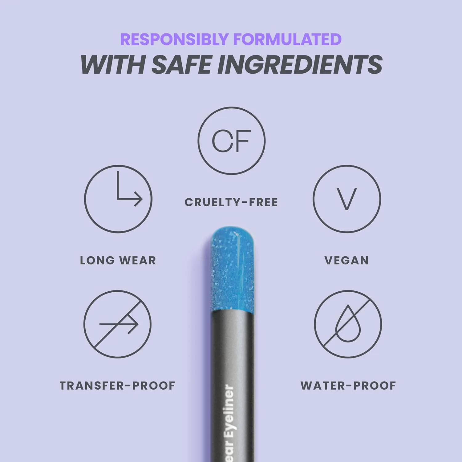 Wonderskin 1440 Longwear Blue Waterproof Eyeliner Pencil - Sharpenable Eyeliner Pencil and Smudge Proof Blue Eye Liner Pencils (Aqua)
