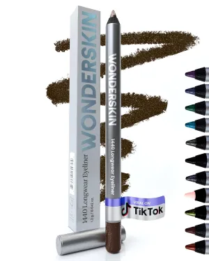 Wonderskin 1440 Longwear Brown Glitter Waterproof Eyeliner Pencil - Sharpenable Eyeliner Pencil & Smudge Proof Brown Eye Liner Pencils (Gold Mocha)