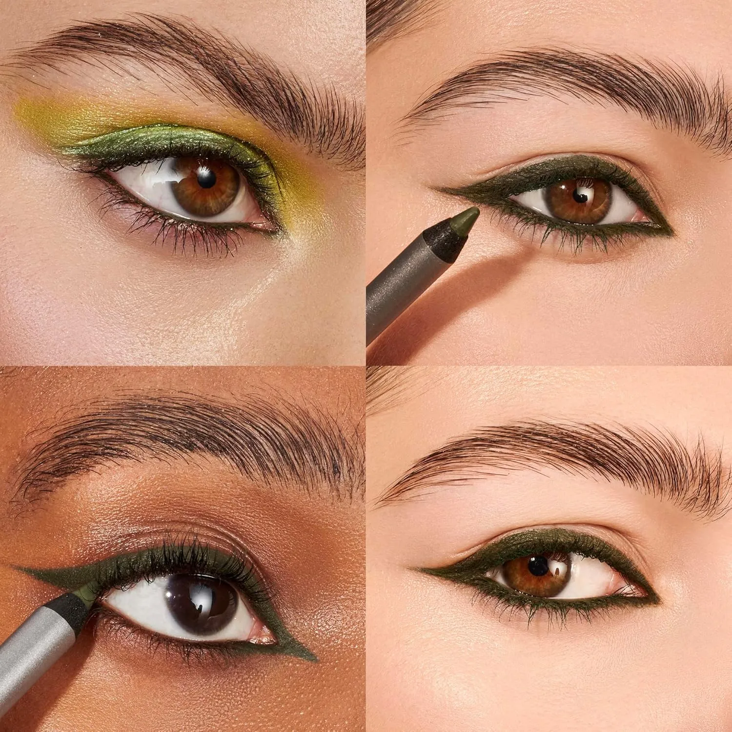 Wonderskin 1440 Longwear Green and Black Eyeliner Pencil, 2 Pack - Waterproof, Sharpenable & Smudge Proof Eye Liner Pencil (Olive & Liquorice)