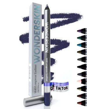 Wonderskin 1440 Longwear Purple Waterproof Eyeliner Pencil - Sharpenable Eyeliner Pencil and Smudge Proof Blue Purple Eye Liner Pencils (Blueberry)