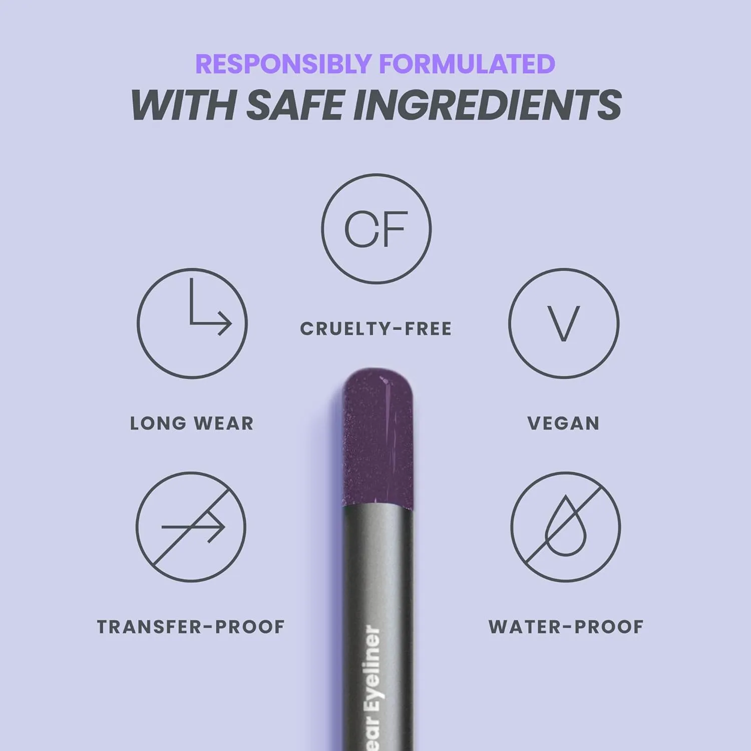 Wonderskin 1440 Longwear Purple Waterproof Eyeliner Pencil - Sharpenable Eyeliner Pencil and Smudge Proof Deep Purple Eye Liner Pencils (Eggplant)
