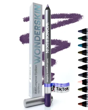Wonderskin 1440 Longwear Purple Waterproof Eyeliner Pencil - Sharpenable Eyeliner Pencil and Smudge Proof Deep Purple Eye Liner Pencils (Eggplant)