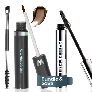 Wonderskin Dream Brow Eye Brow Gel Serum (Brunette) and Power'full Mascara for Length and Volume