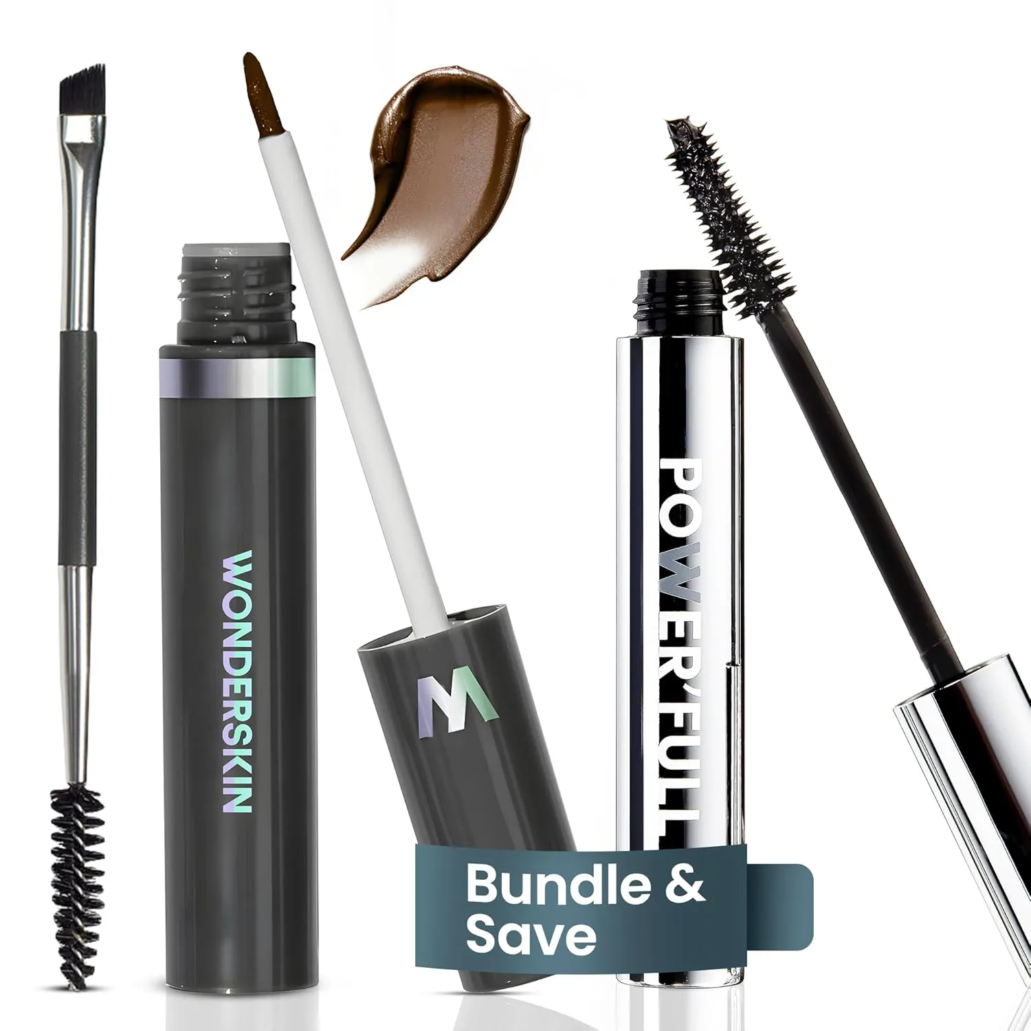 Wonderskin Dream Brow Eye Brow Gel Serum (Brunette) and Power'full Mascara for Length and Volume