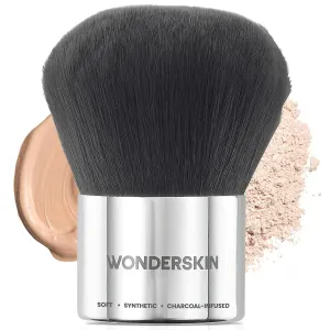 Wonderskin Kabuki Brush - Round Top Bronzer Brush for Face & Body - Ultra-Soft Bristles for Liquid, Pressed, Loose Foundation or Setting Powder Makeup