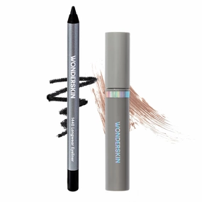 Wonderskin 1440 Eyeliner (Liquorice), Waterproof and Smudge Proof with Brow Stain & Go Masque (Blonde) for Long Lasting Brow Tint