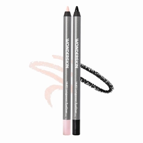 Wonderskin 1440 Longwear Pink and Black Eyeliner Pencil, 2 Pack - Waterproof, Sharpenable & Smudge Proof Eye Liner Pencil (Icing & Liquorice)