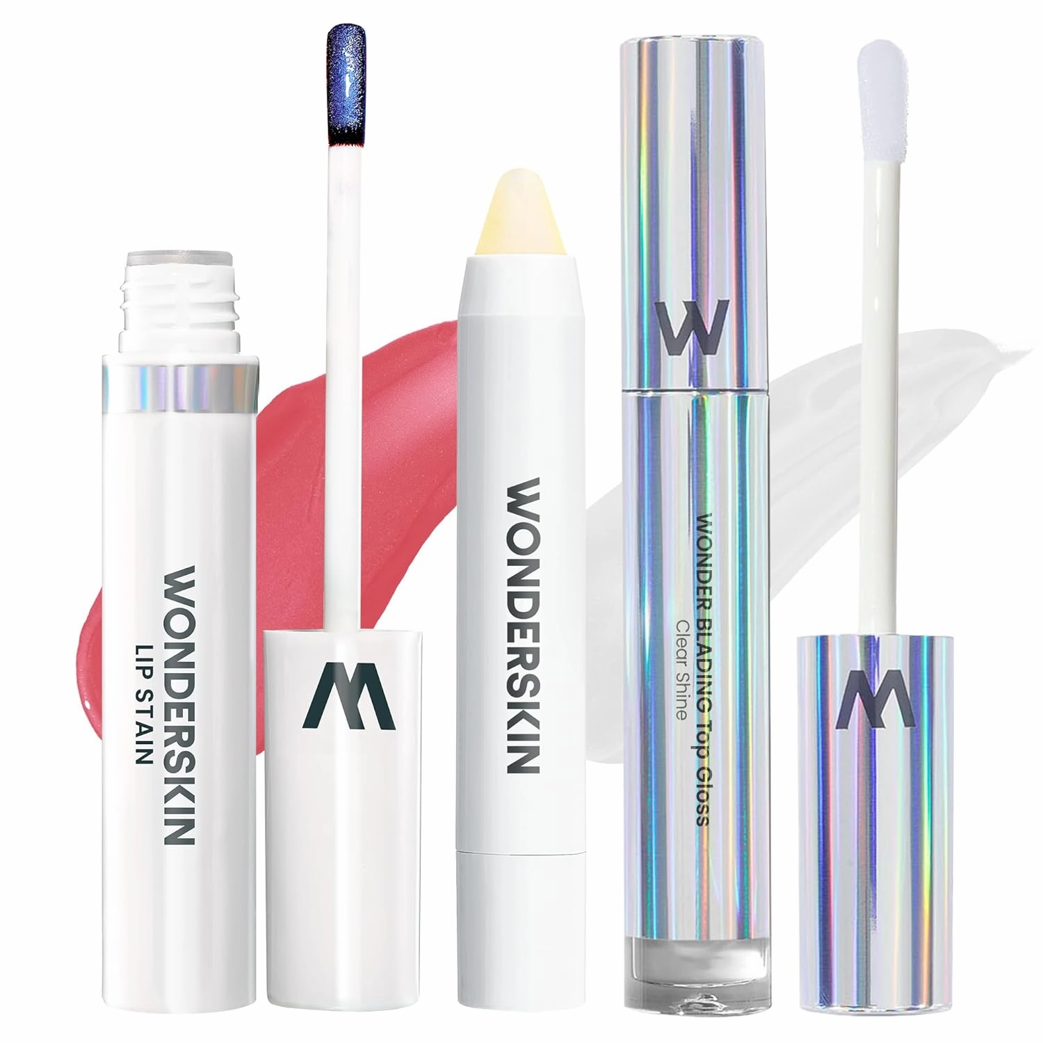 Wonderskin Lip Stain Peel Off Masque (Romance), with Lip Scrub and Clear Lip Gloss