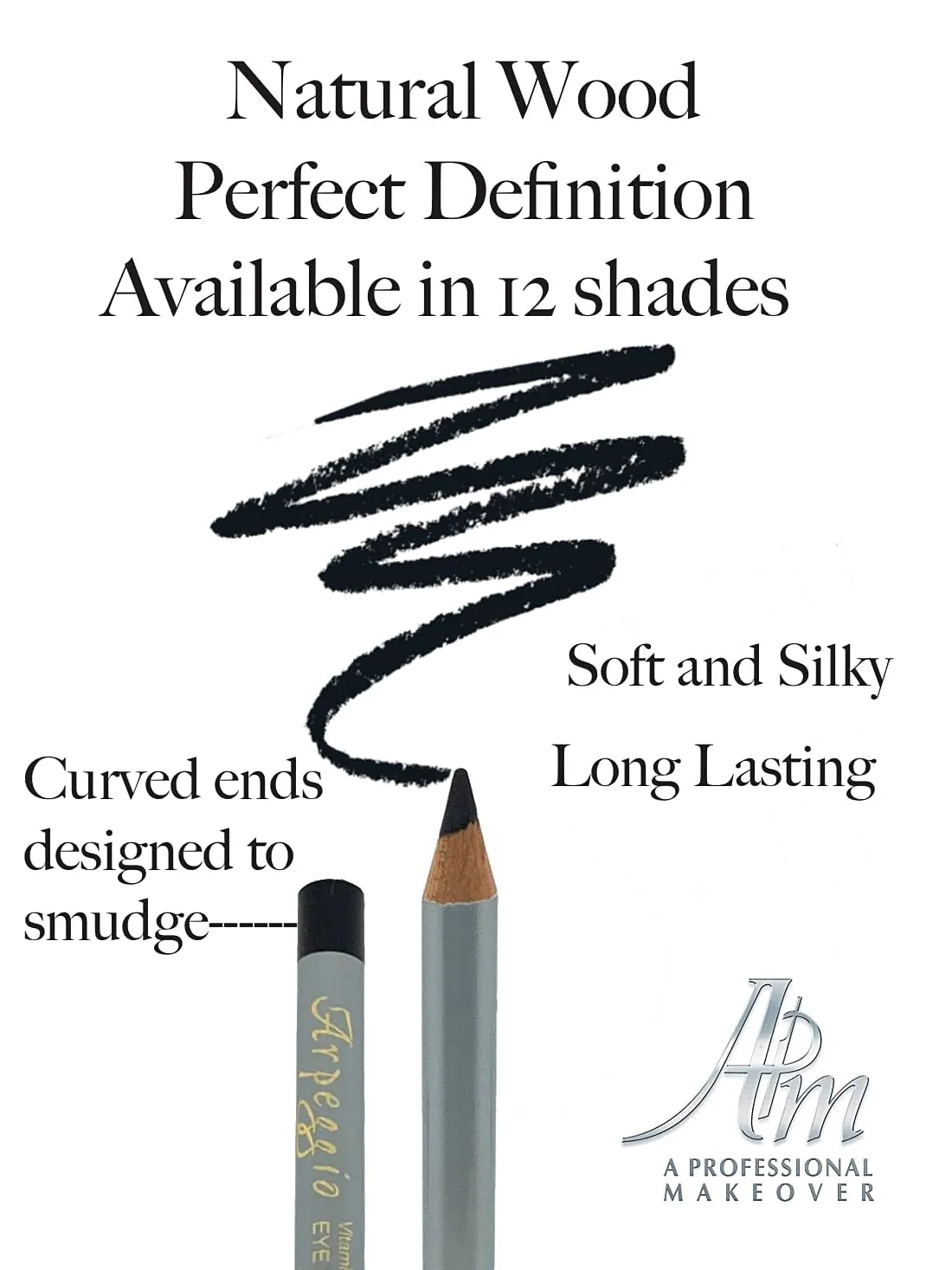 Wood Eyeliner Pencil Water Resistant and Long Lasting Professional Use Eye Makeup in 12 Shades Glides easy and hydrates with aloe enriched formula Made in Germany (Black)
