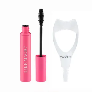 Woosh Beauty, Like Magic Mascara & Mascara Shield Eye Makeup Kit, Lengthens & Volumizes, No Clumps or Smudges, Eyebrow & Eyelash Comb, Vegan & Cruelty-Free