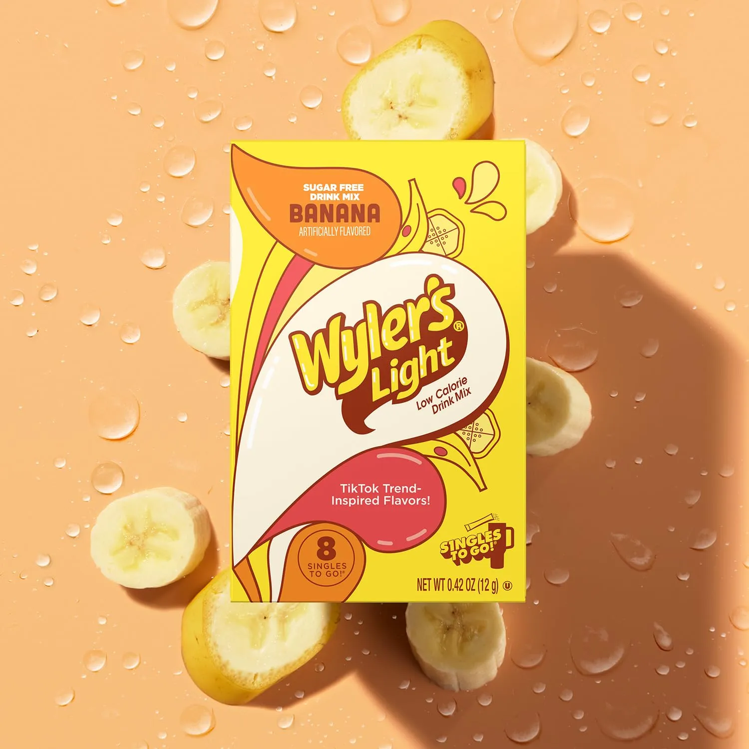 Wyler's Light Singles To Go Powder Packets, Water Drink Mix, Watertok Banana, 96 Servings, 8 Count x Pack of 12