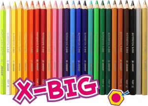 X-Big Jumbo Colored Pencils Perfect for Special Needs Art Therapy and Early Learners; 24 Multicolor Pencils With 6 Neon Highlighter Pencils; Set of 30