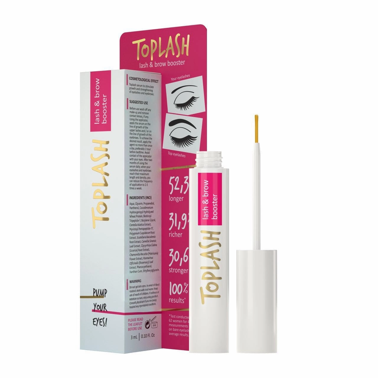 XL Lash and Brow Booster, Growth Serum with Eyelash and Eyebrow Enhancer, Promotes Stronger, Thicker, Healthier Lashes with Botanicals and Peptides