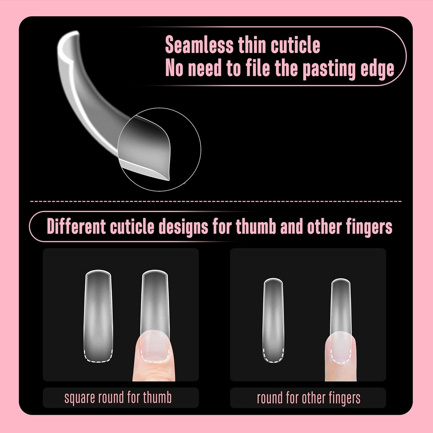XXL Curved Nail Tips Press on Full Cover, Tapered Square Gel x Extra Thick Long XL Acrylic Fake Nails Extension kit, Clear Pre-etched Soft French False Nail 12 Sizes 300pcs