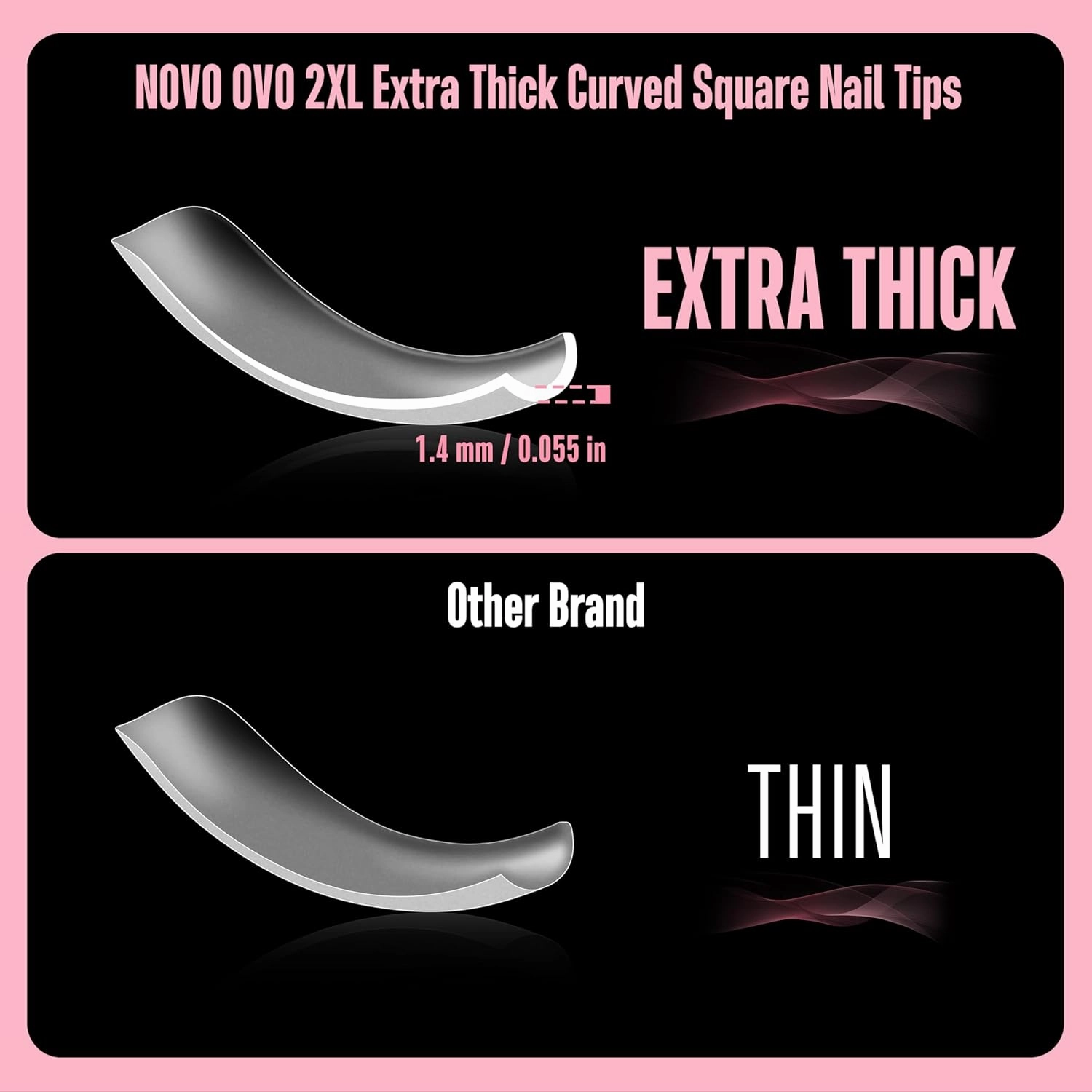 XXL Curved Nail Tips Press on Full Cover, Tapered Square Gel x Extra Thick Long XL Acrylic Fake Nails Extension kit, Clear Pre-etched Soft French False Nail 12 Sizes 300pcs