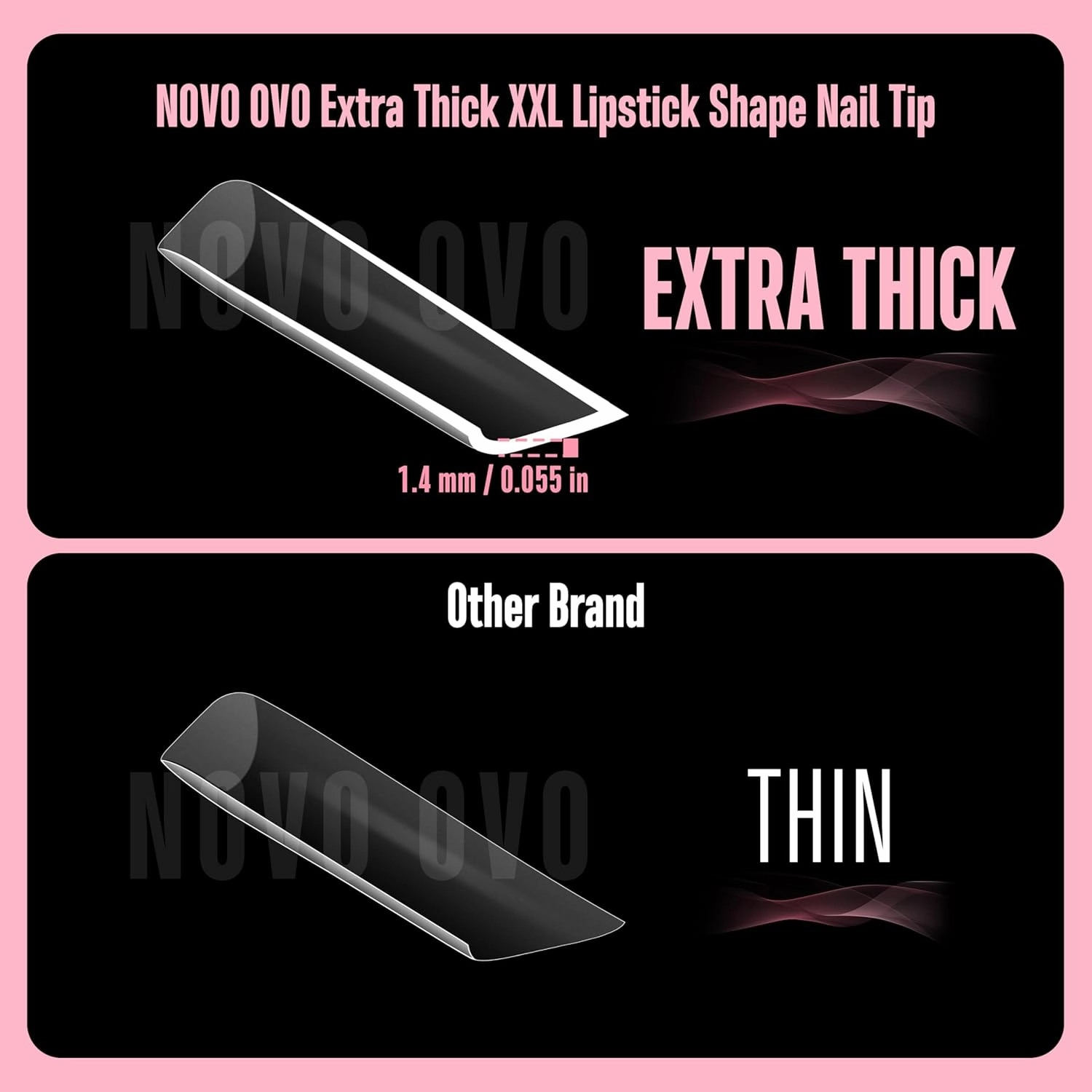 XXL Lipstick Shape Nail Tip, Natural (not Sculpted), Symmetrical Cut Extra Thick False Nails Press On, Full Cover Soft Gel Extension Fake Nail Acrylic Kit French Tip X 15 Size 180pc