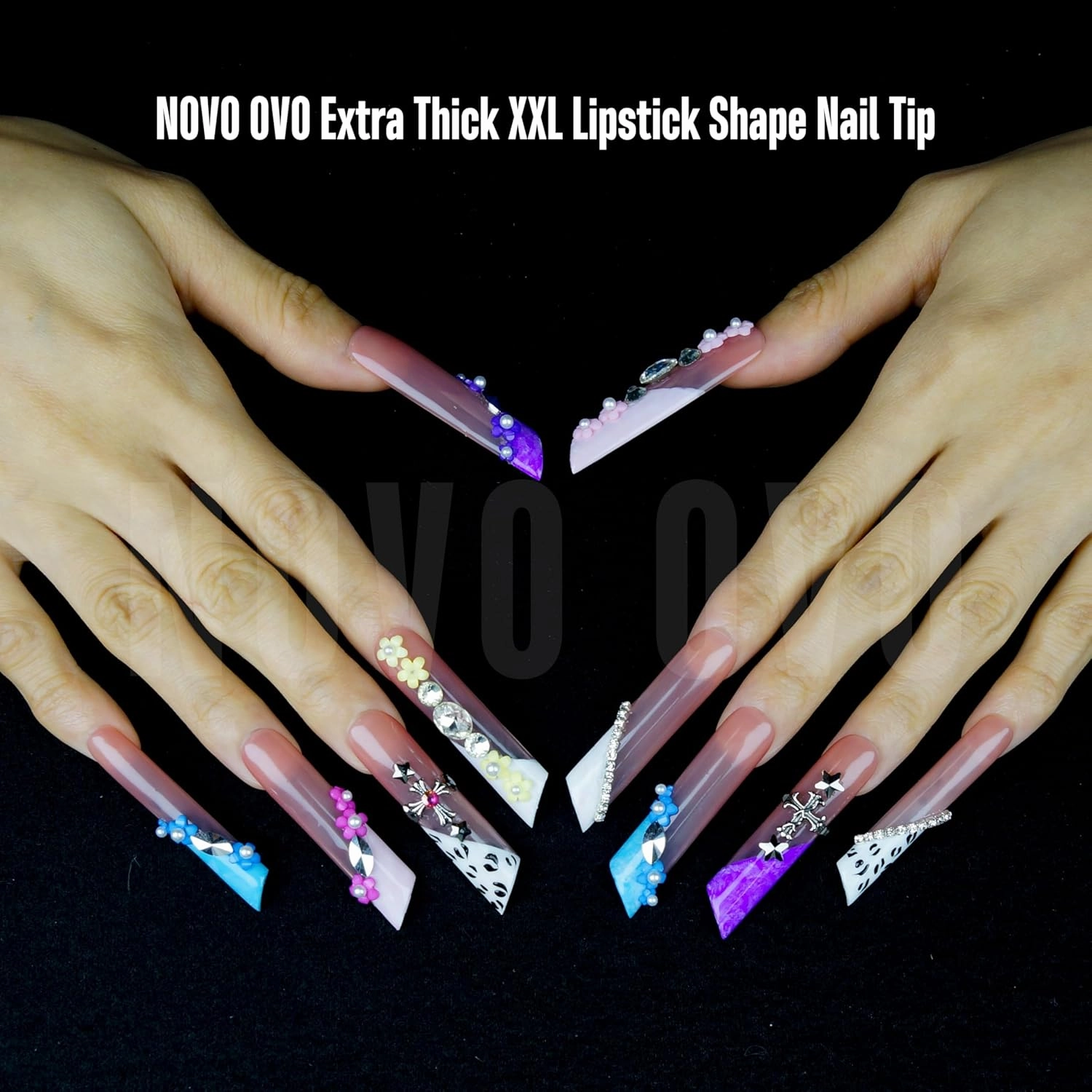 XXL Lipstick Shape Nail Tip, Natural (not Sculpted), Symmetrical Cut Extra Thick False Nails Press On, Full Cover Soft Gel Extension Fake Nail Acrylic Kit French Tip X 15 Size 180pc