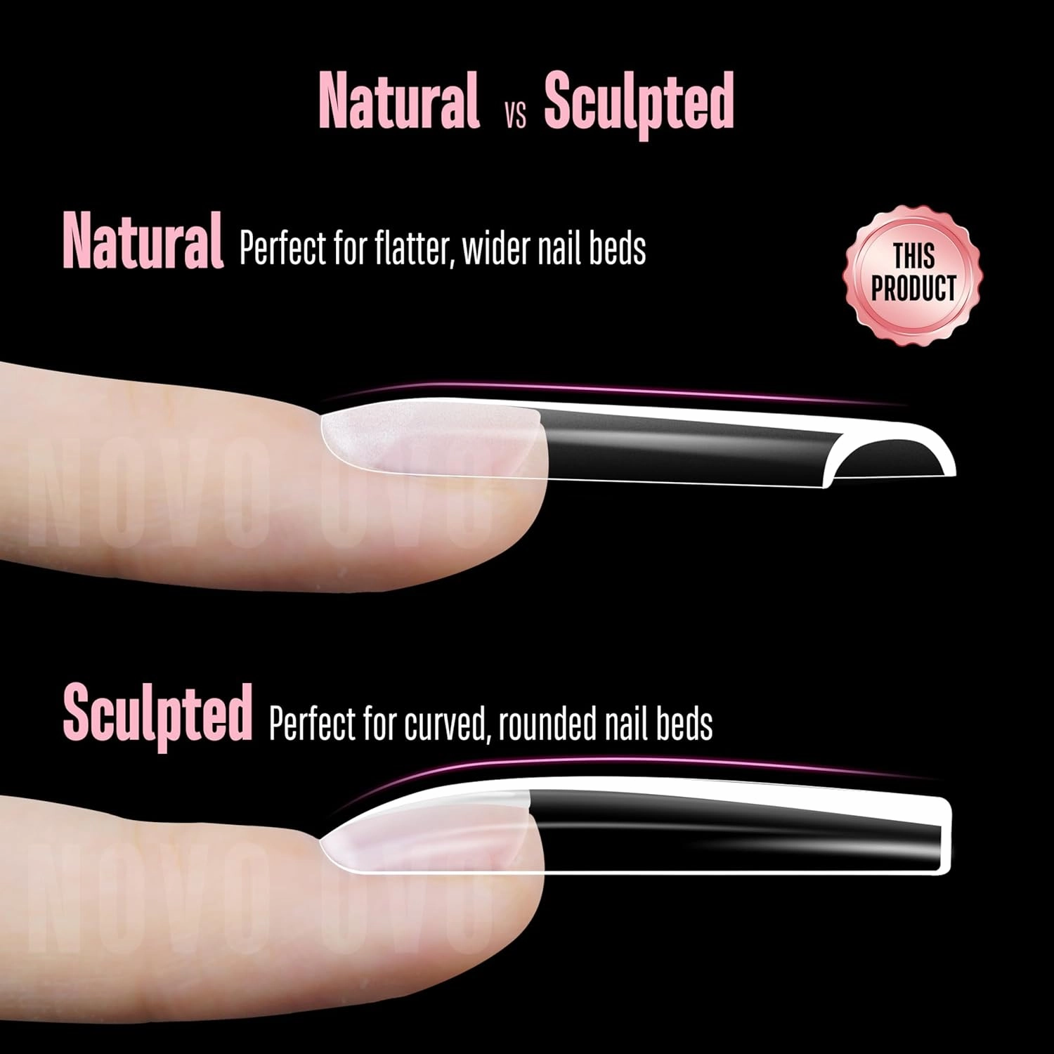 XXL Lipstick Shape Nail Tip, Natural (not Sculpted), Symmetrical Cut Extra Thick False Nails Press On, Full Cover Soft Gel Extension Fake Nail Acrylic Kit French Tip X 15 Size 180pc
