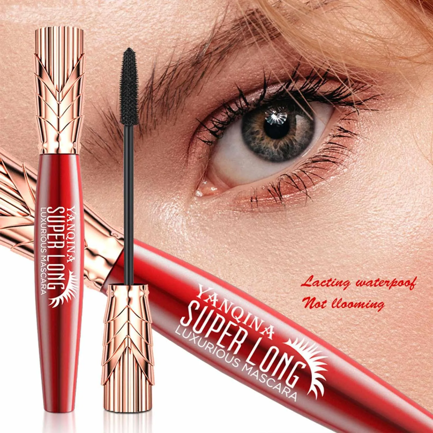 Yankina Mascara De Pestañas, 4d Waterproof And Sweat Proof Mascara, Smudge Proof Waterproof, Super Long Mascara (3pcs)
