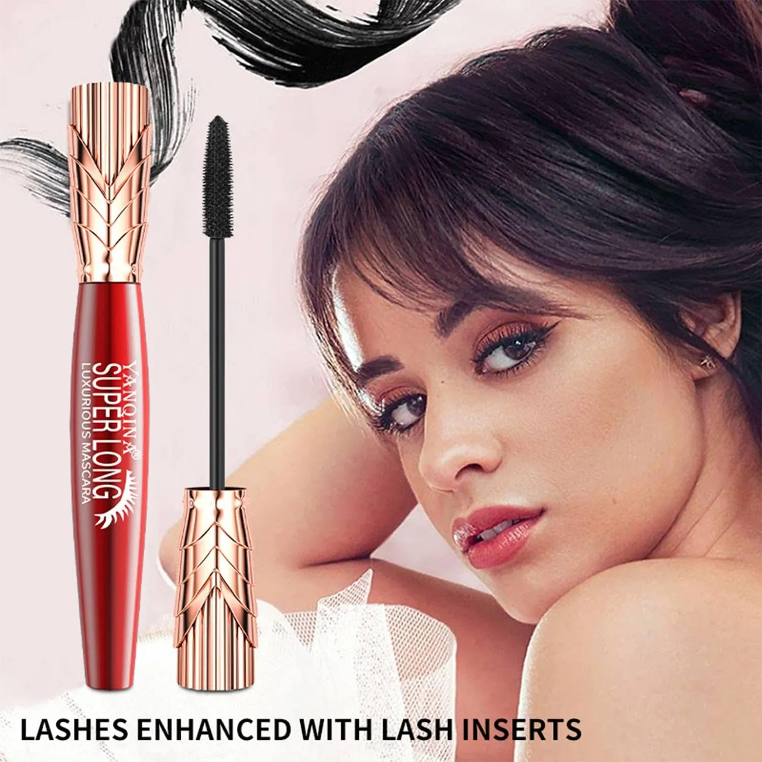 Yankina Mascara De Pestañas, 4d Waterproof And Sweat Proof Mascara, Smudge Proof Waterproof, Super Long Mascara (3pcs)