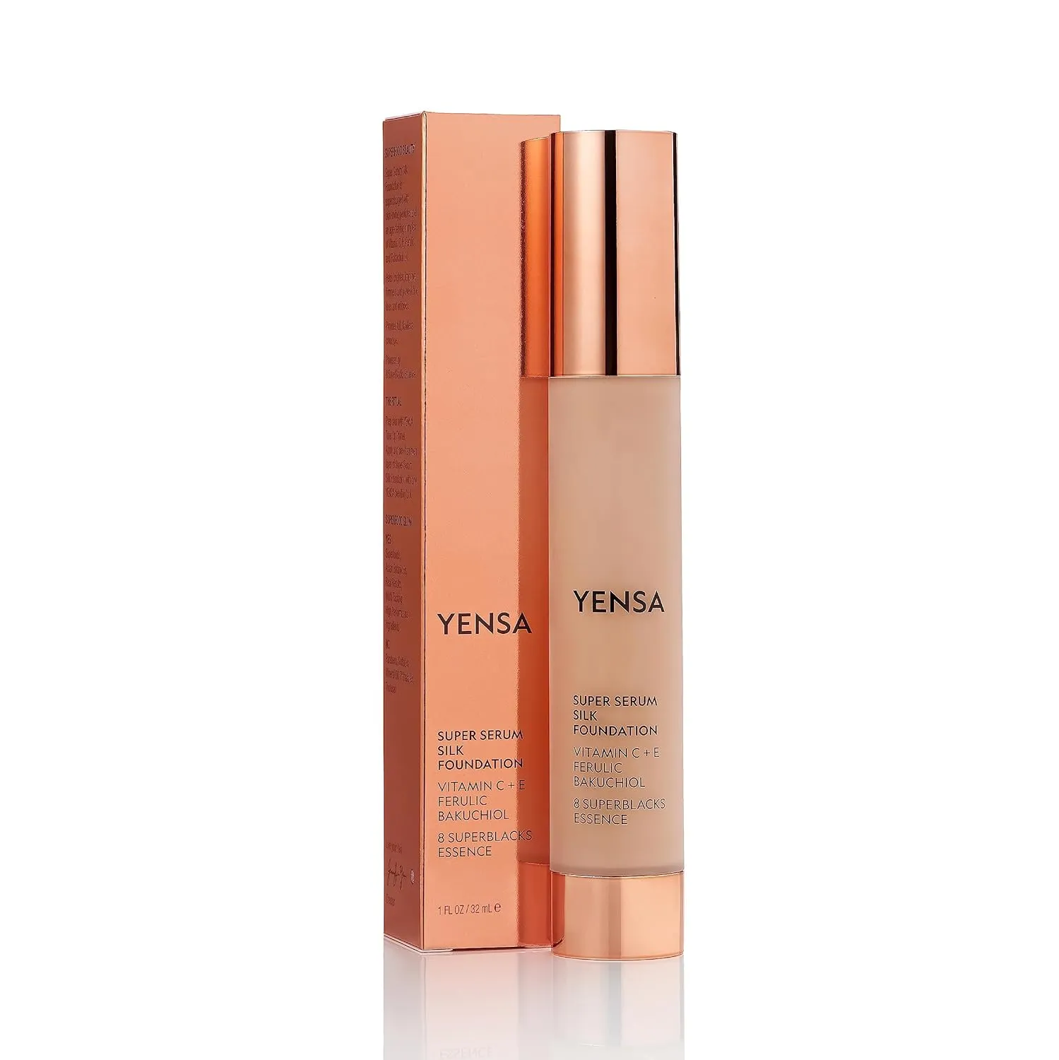 YENSA Serum Foundation Makeup - Super Silk Full Coverage Foundation Enriched with Peptides, Vitamin C & Ferulic Acid to Help Reduce Fine Lines, Wrinkles & Dark Circles - Fair 1 (1 oz)