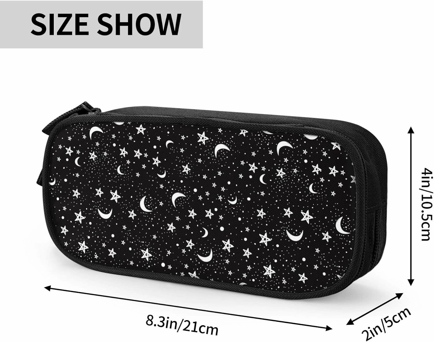 YETTA YANG Black And White Moon Star Pencil Box Case for Pen Holders Office Supplies Big Capacity large
