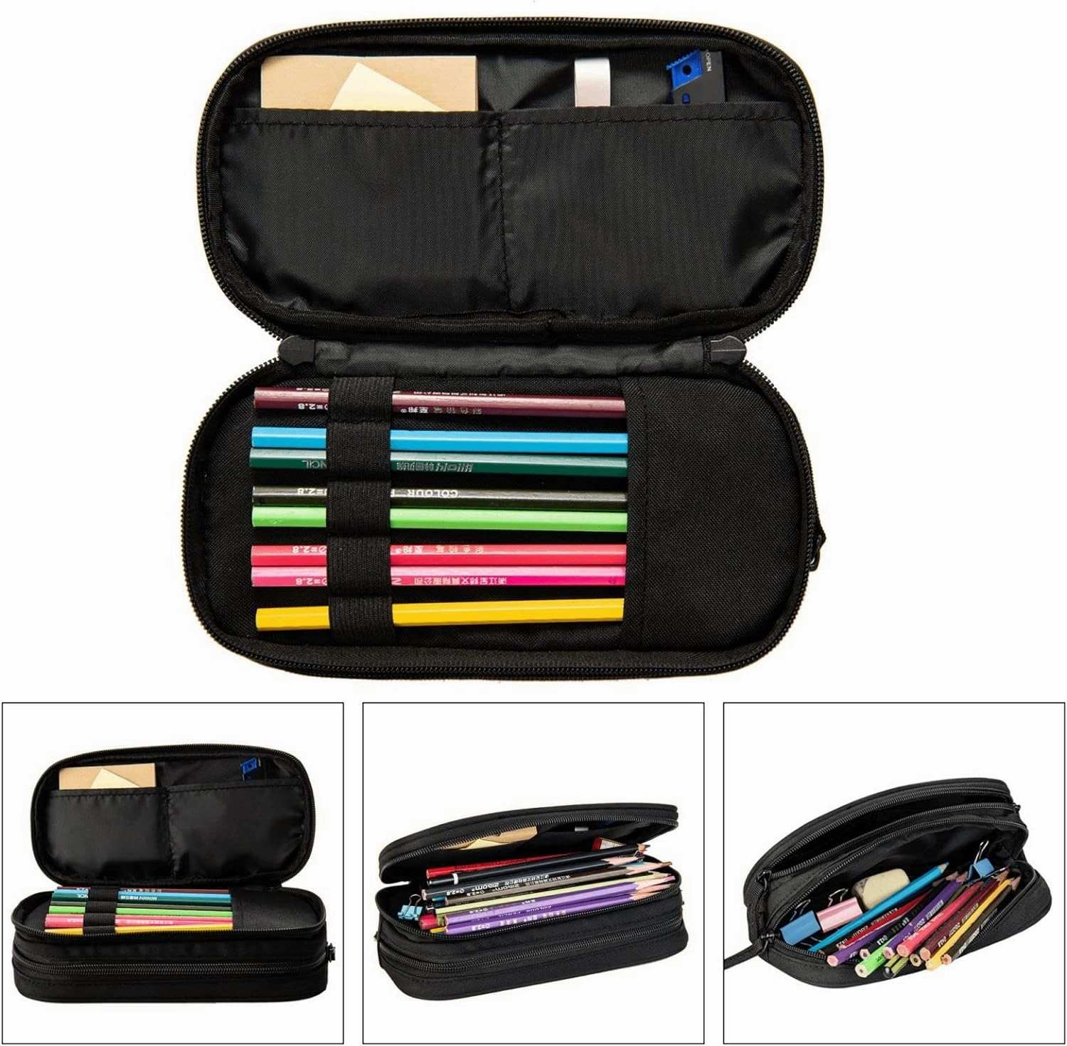 YETTA YANG Black And White Moon Star Pencil Box Case for Pen Holders Office Supplies Big Capacity large