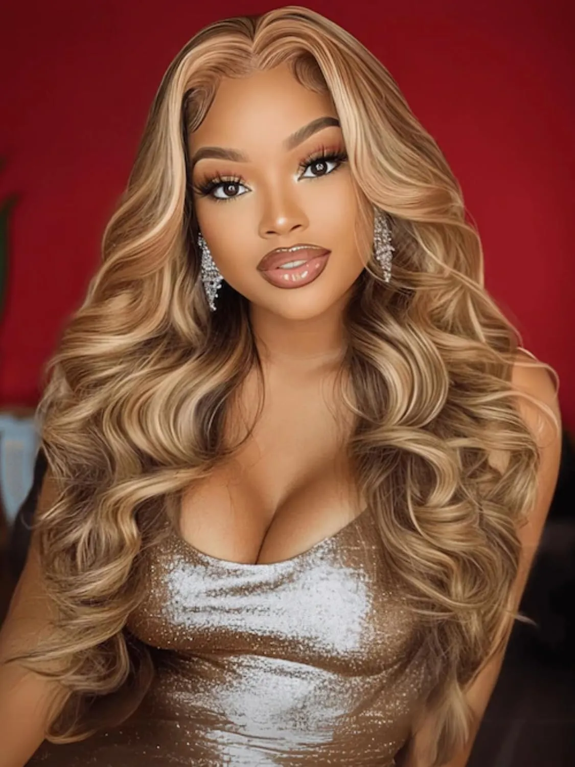 YIROO Pre Everything Wig Honey Blonde 13X4 Pre Cut Lace Front Glueless Human Hair Wigs Body Wave Brown Blonde Highlight Ombre Pre Bleached Invisible Bye Bye Knots Wig Pre Plucked 150% Density 16Inch