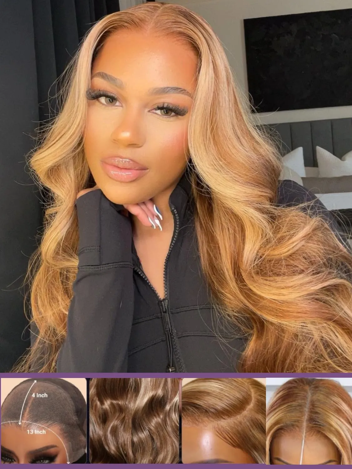 YIROO Pre Everything Wig Honey Blonde 13X4 Pre Cut Lace Front Glueless Human Hair Wigs Body Wave Brown Blonde Highlight Ombre Pre Bleached Invisible Bye Bye Knots Wig Pre Plucked 150% Density 16Inch