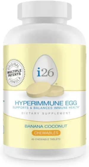 Youngevity i26 Hyperimmune Egg | IgY Max Banana Coconut Chewable | Patented Immune Powerhouse Formula | Joint, Gut, Immune Support Supplement | 45 Chewable Tablets