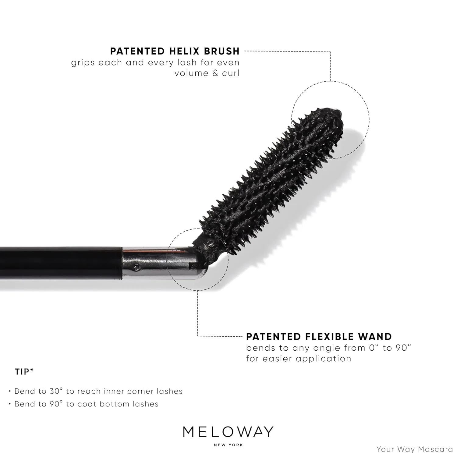 Your Way Mascara - Adjustable Wand, Lash-Conditioning Formula - Volumizing Lashes, Long-Lasting - Amino Acids, Argan Oil, Red Algae Extract - Vegan, Cruelty-Free, Clean - Blue Jeans - 8 ml