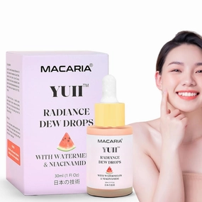 Yuii Niacinamide Serum Dew Drops - Face Moisturizer with Watermelon Fruit Extract - Glow Drops for Skincare and Makeup - Hydrating Formula for Radiant Skin - Pink Finish for Women & Girls