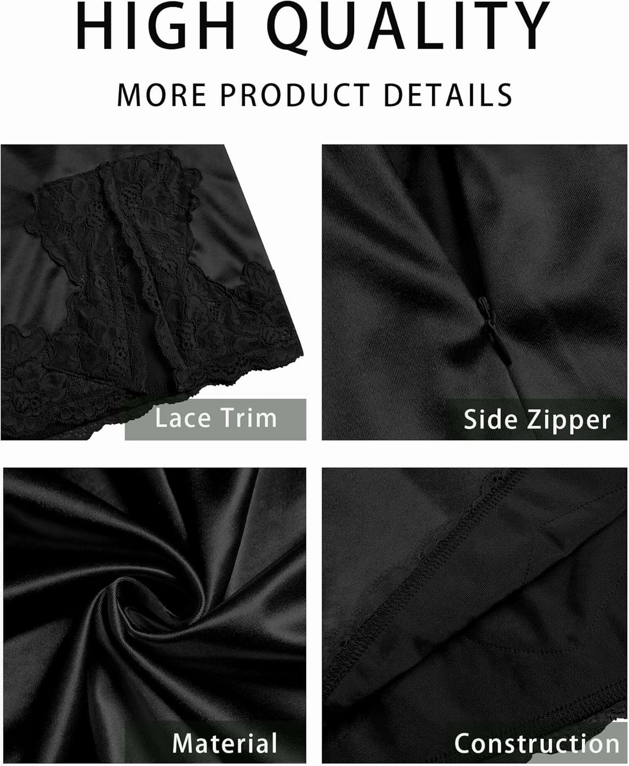 ZAFUL Skirts for Women Trendy Summer 2025 Satin Silk Lace Trim High Waisted Slit Side Zipper Pencil Mini Skirt