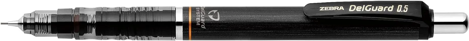 Zebra Pen DelGuard Mechanical Pencil, Fine Point, 0.5mm, Black/Blue/White Barrel, Lead Refills, Refillable, 3-Pack (58603)