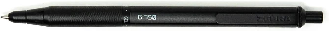 Zebra Pen G-750 Retractable Gel Pen, Black Brass Barrel, Medium Point, 0.7mm, Black Ink, 2-Pack (49812)