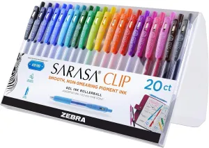 Zebra Pen Sarasa Clip Retractable Gel Pen, Fine Point, 0.5mm, Rainbow Assorted Colors (Pack fo 1, 20 Count Total)