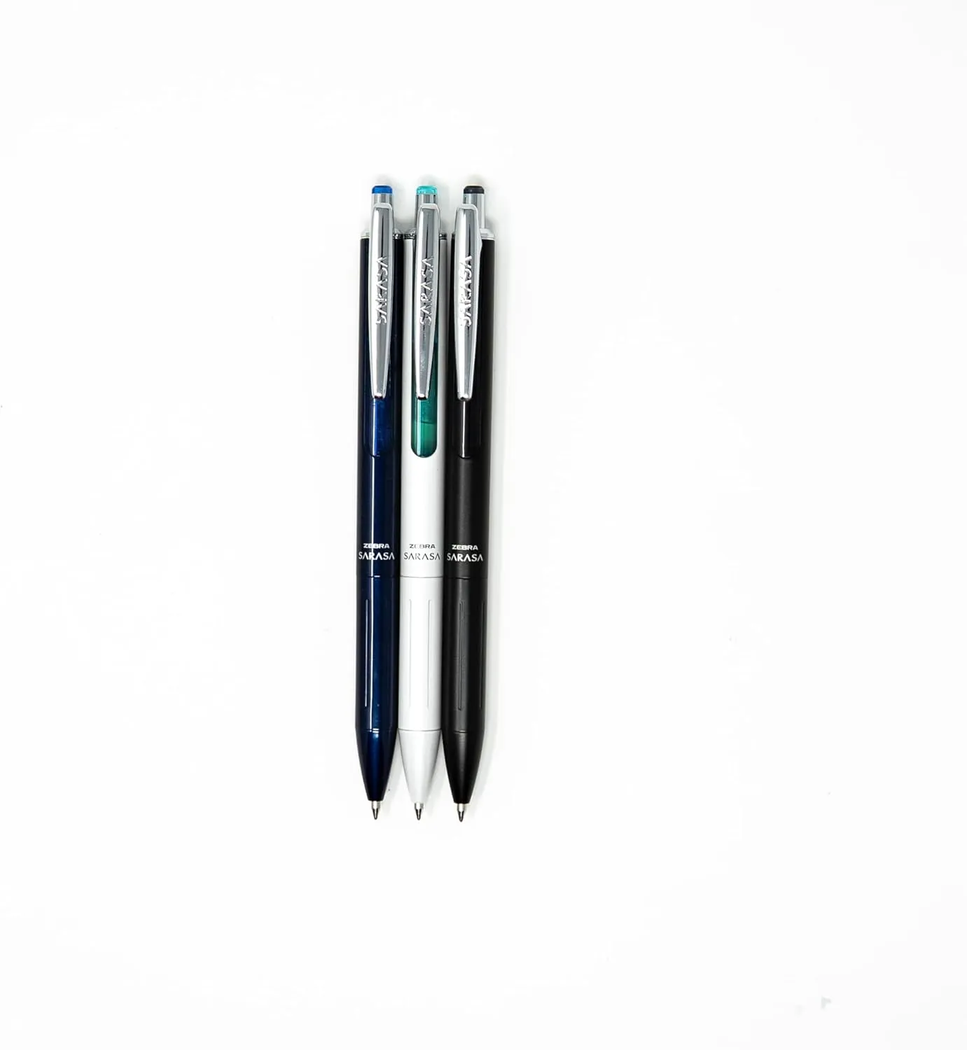 Zebra Pen Sarasa Grand Retractable Gel Pen Gift Set, White/Black/Navy Barrel, Medium Point, Black Ink, 3-Pack (45373)