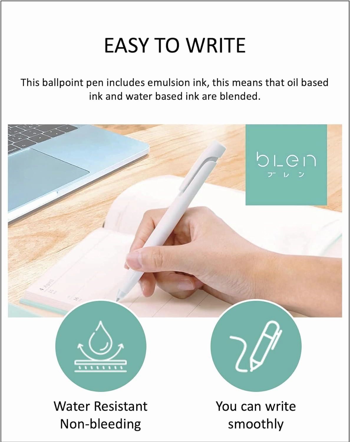 Zebra Blen Retractable Ballpoint Pen, Fine Point 0.5mm, 10 Pack (Black Ink/Black body), Sticky Notes Value Set