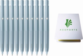 Zebra Blen Retractable Ballpoint Pen, Fine Point 0.5mm, 10 Pack (Black Ink/Light Blue body), Sticky Notes Value Set