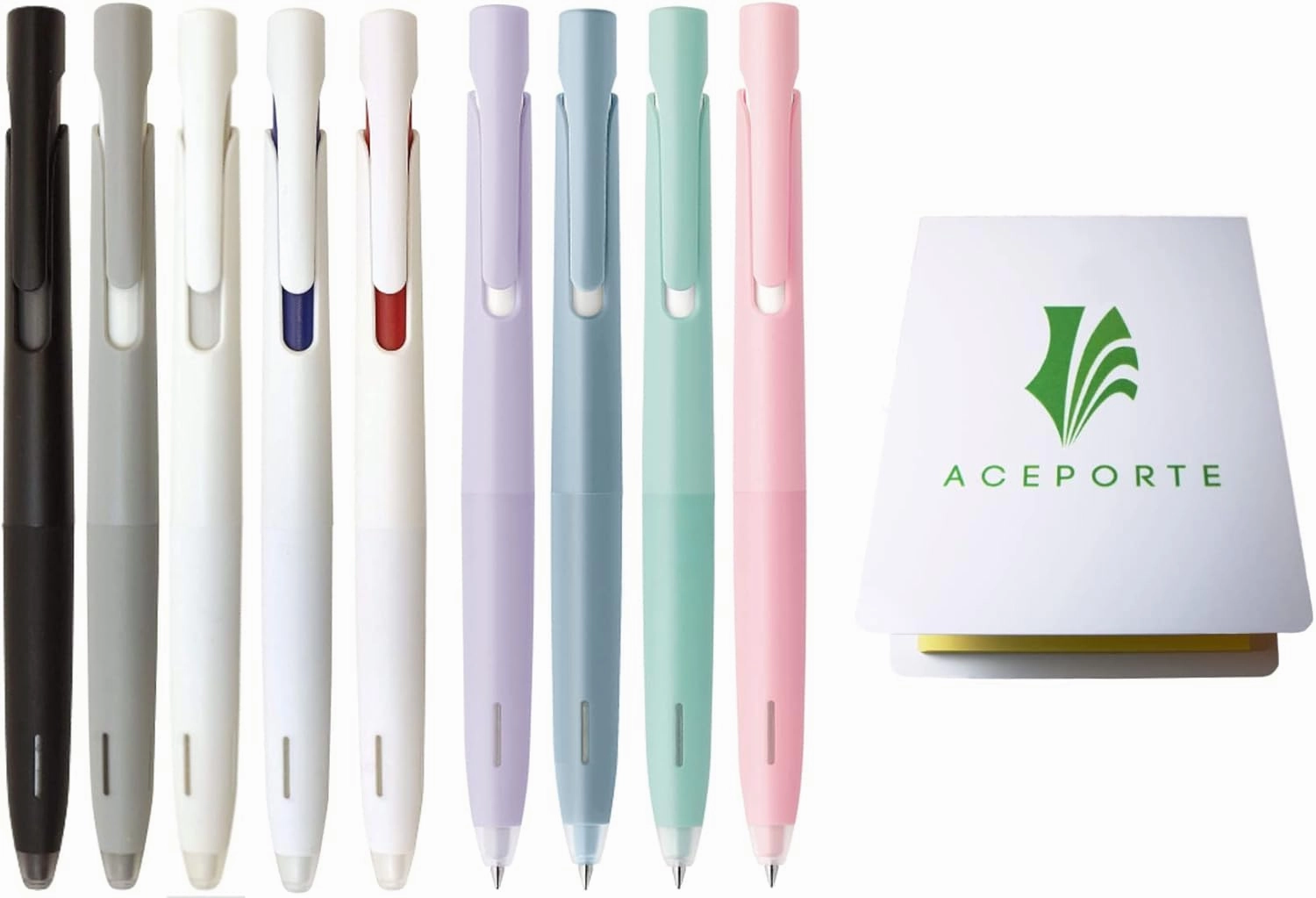 Zebra Blen Retractable Ballpoint Pen, Fine Point 0.5mm, Sticky Notes Value Set, All 9 types, Black/Red/Blue Ink
