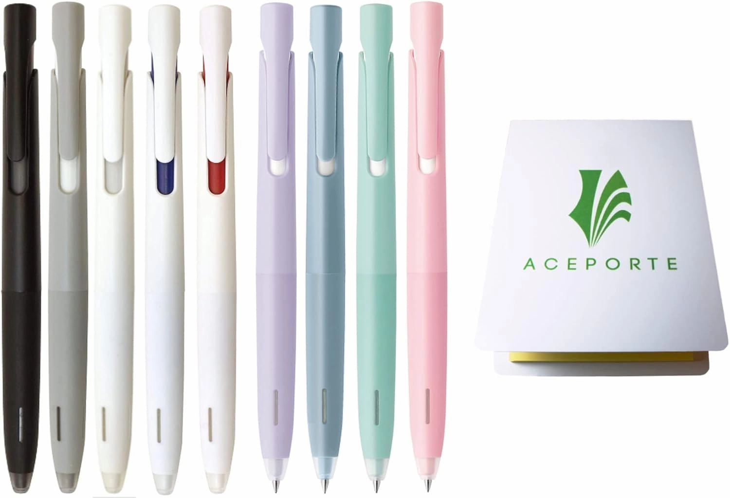 Zebra Blen Retractable Ballpoint Pen, Fine Point 0.5mm, Sticky Notes Value Set, All 9 types, Black/Red/Blue Ink