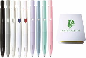 Zebra Blen Retractable Ballpoint Pen, Fine Point 0.5mm, Sticky Notes Value Set, All 9 types, Black/Red/Blue Ink