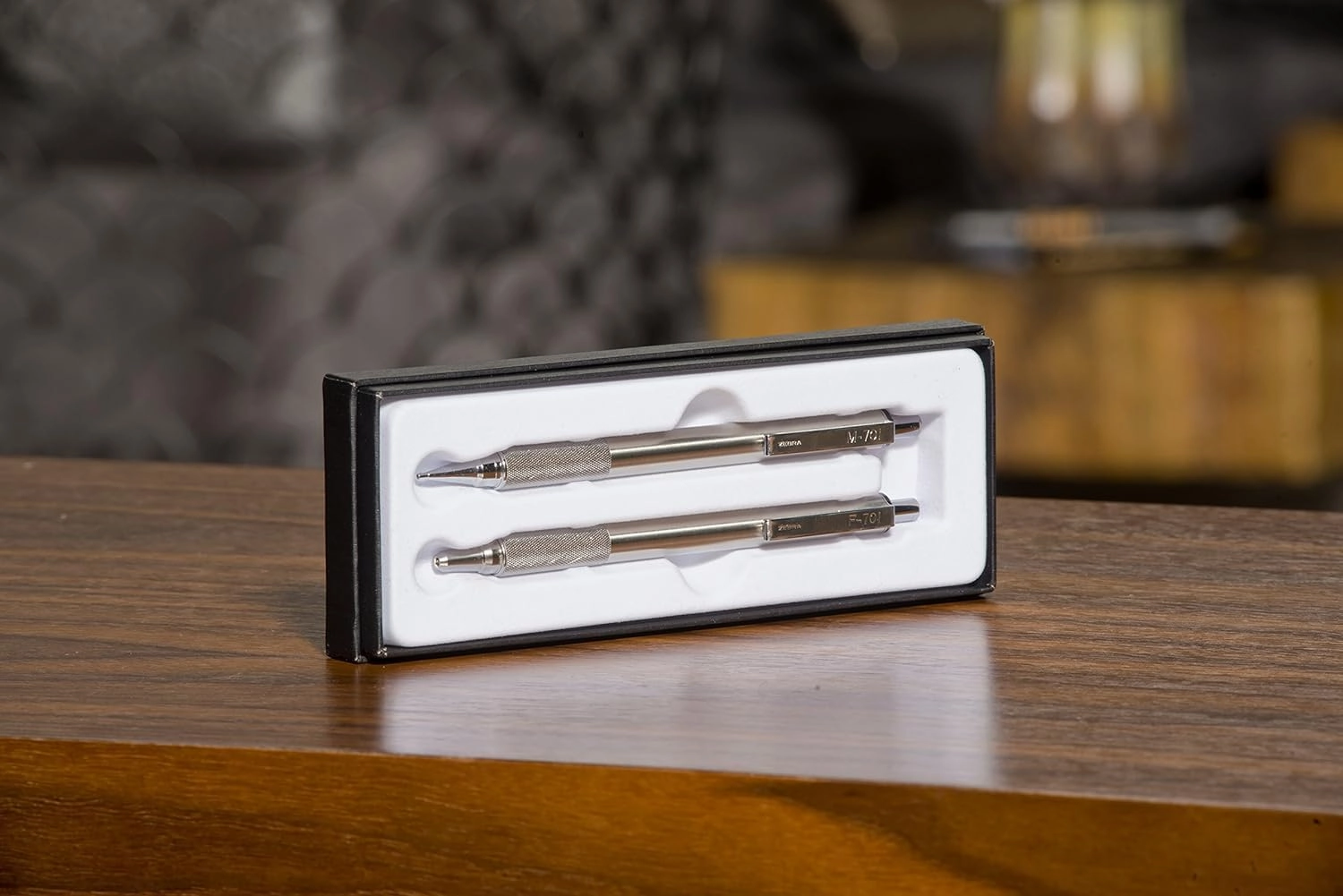 Zebra Pen M/F 701 Stainless Steel Mechanical Pencil and Ballpoint Pen Set, Fine Point, HB Lead and Black Ink, 2-Pack Gift Set (10519)
