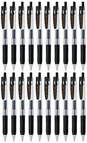 Zebra Sarasa Clip 0.3 Retractable Gel Ink Pen, Rubber Grip, 0.3mm, Black Ink, Value Set of 20